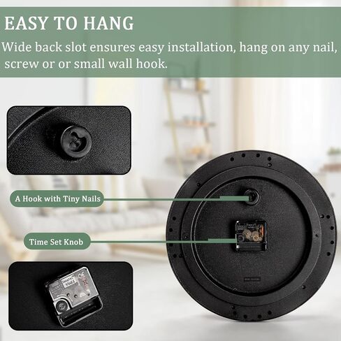 ساعة حائط صامتة كلاسيكية مقاس 12 بوصة من Tebery لديكور غرفة المعيشة، ساعة حمام دائرية تعمل بالبطارية ساعة مطبخ غير موقوتة ساعة تناظرية in Kuwait