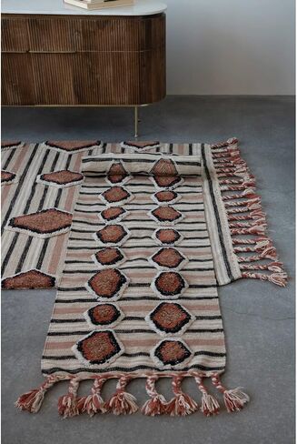 Creative Co-Op Cotton Tufted Kilim Floor Runner with Braided Tassels Rug, 96" L x 24" W x 0" H, Multicolor in Saudi Arabia