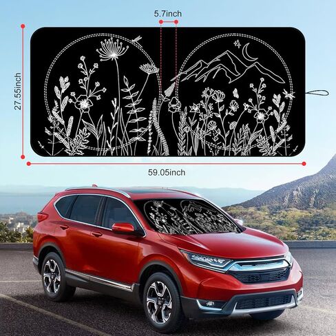 Car Windshield Sun Shade, Pretty Print Design Foldable Auto Window Shades with Black Pouch for Blocks Uv Rays Sun Visor Protector, Cars Interior Accessories to Keep Your Vehicle Cool in Kuwait