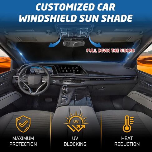 Car Windshield Sun Shade, Pretty Print Design Foldable Auto Window Shades with Black Pouch for Blocks Uv Rays Sun Visor Protector, Cars Interior Accessories to Keep Your Vehicle Cool in Kuwait