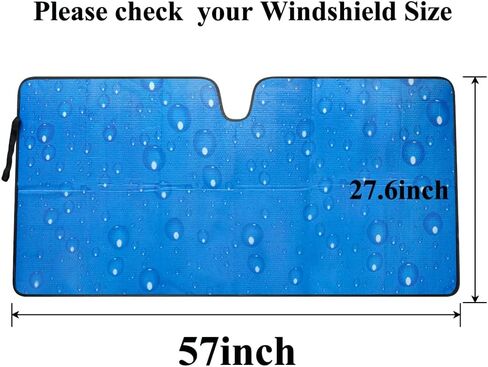 Ovege زجاج أمامي للسيارة مظلة شمسية قابلة للطي للسيارة، مظلة أمامية للنافذة الأمامية، ظلال نافذة السيارة، حماية من الأشعة فوق البنفسجية، قطرة المطر باللون الأزرق 57 بوصة × 27.6 بوصة in Kuwait