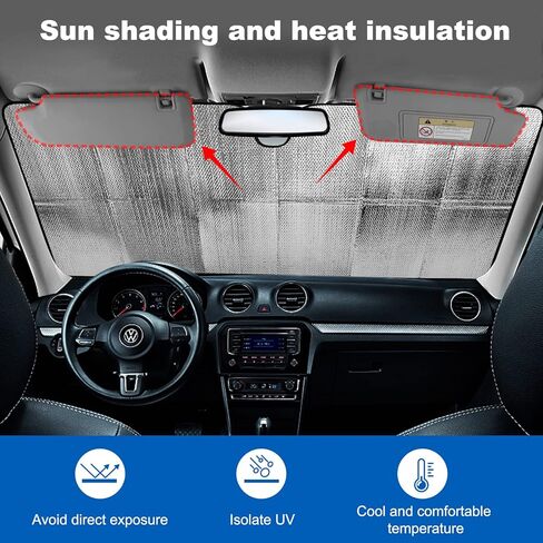 Ovege زجاج أمامي للسيارة مظلة شمسية قابلة للطي للسيارة، مظلة أمامية للنافذة الأمامية، ظلال نافذة السيارة، حماية من الأشعة فوق البنفسجية، قطرة المطر باللون الأزرق 57 بوصة × 27.6 بوصة in Kuwait