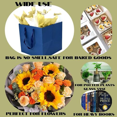 JUNESHE Large Navy Blue Gift Bags with Handles &Tissue Paper, 11.8 inch Square Giant Gift Bag, XL Big Gift Bag Large, Superior Extra Large Gift Bags, Birthday, Wedding Gift Bags Large Size in Saudi Arabia