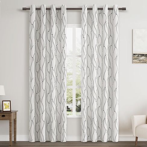 نانسبرينغ ستائر غرفة المعيشة 84 بوصة طويلة مطرزة غرفة سواد نافذة الستائر لغرفة النوم محايدة الأسود والكريم الحديثة مزرعة الستار جروميت الستائر السوداء منقوشة الجاكار in Kuwait