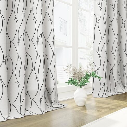 نانسبرينغ ستائر غرفة المعيشة 84 بوصة طويلة مطرزة غرفة سواد نافذة الستائر لغرفة النوم محايدة الأسود والكريم الحديثة مزرعة الستار جروميت الستائر السوداء منقوشة الجاكار in Kuwait
