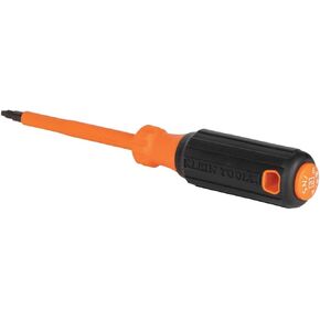 Klein Tools 6824INS Insulated Screwdriver, 1000V 1/4-Inch Cabinet Tip Screwdriver with 4-Inch Shank, Tip-Ident, Cushion-Grip Handle