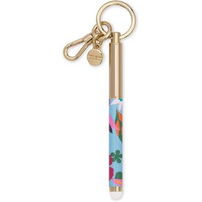 Kate Spade New York Colorful Metal Ink Pen Key Fob, Black Ink Ballpoint Keychain Pen, Safari Floral