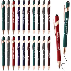 Kosiz 30 Pcs Inspirational Pens Bulk Motivational Quotes Ballpoint Ink Pen with Stylus Tip Motivational Affirmation Pen Set Encouraging Employees Gift for Student Teacher Coworkers graduation
