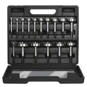 16PCS Forstner Drill Bit Set, 1/4'' to 2-1/8'' HCS Multi-Tooth Woodworking Tools with Hex Shank, Hole Saw Cutter Hinge Boring Bit Kit for Solid Wood, MDF, Particleboard