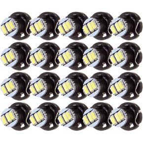 ECCPP 20Pcs White 10mm T4.2 Neo Wedge LED Bulbs Instrument Panel Gauge Cluster Indicator A/C Climate Control Lights