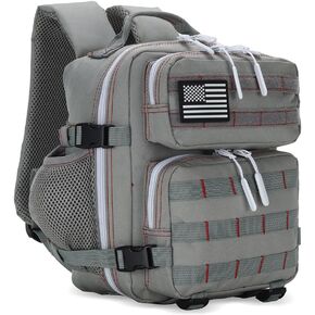 9L Mini Tactical Backpack for Men and Women, Tactical Backpack Small for Hiking, Small Tactical Bag（Grey Red）