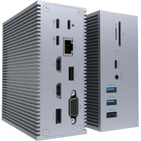 Docking Station, QIYO 16 in 2 USB C Triple Display Docking Station for Type C Windows Laptops, Dual 4K HDMI, VGA, 6 USB, RJ45 and SD/TF Card Reader