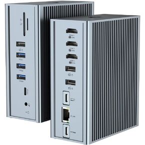 USB C Docking Station,16 in 1 Quadruaple Display Multiport Hub, Docking Station for USB C Laptop and Tablet (10Gbps USB-A/C 3.1, SD/TF, 3*HDMI, 100W PD,Gigabit Ethernet, Audio)
