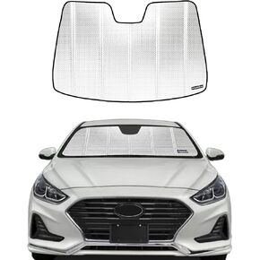 Windshield Sun Shade for 2015-2019 Hyundai Sonata with Rearview Mirror Mounted Camera Front Window Sunshade. Reflective Rigid Material