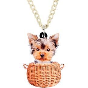 Cute Yorkshire Terrier Dog Necklace Pet Dog Pendant Collection Jewelry Gifts for Women Girls