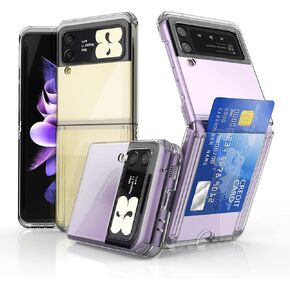 for Galaxy Z Flip 3 Case Card Slot Slim Hard Rugged TPU Edge Protection Case Z-POP Design Graphic