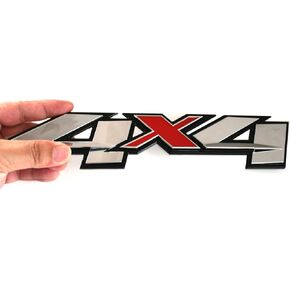 1pc New Custom 3D 4x4 Bed Rear Emblems Badges Decal Replacement for Silverado GMC Sierra (Black Red)