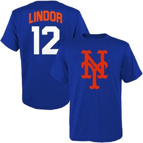 Francisco Lindor New York Mets MLB Kids Youth 8-20 Royal Blue Official Player Name & Number Jersey T-Shirt