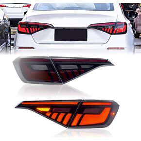 Tail Lights Assembly for Honda Civic 11th Gen 2022 2023 2024, Smoked Len LED Taillight Assembly Fit for 11th Gen Civic Sedan Rear Lamp with Animation DRL Sequential Indicator(White)