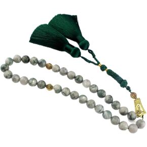 Tasbih Tesbih Islamic 33 Prayer Beads, Muslim Islam Subha Sebha Worry Beads, Allah Mohammed Ramadan Rosary,Misbaha Masbaha Tasbeeh Sibha Beads, lucky jade Nature Stone Beads
