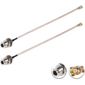 2PCS U.FL IPEX to N Type Female Low Loss Coaxial Cable 6" /15CM U.fl/IPEX RG178 Coaxial Pigtail Cable for Wireless Routers Mini PCIE Network Cards PCI Wi-Fi WAN Repeater