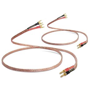 UCINNOVATE Bi-Wire Speaker Cables, 2 Pack OFC 9.8Ft Home Theater Premium Speaker Cable Wire with Gold-Plated Banana Tip Plugs, Audiophile Heavy Duty Braided Speaker Wire for Audio Amplifier Subwoofer