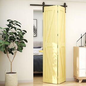 42" Bi-Folding Sliding Barn Door Hardware Kit,3.5FT Heavy Duty Track Roller Kit for Max 19"x 2 Doors,Smoothly and Quietly,Easy to Install,No Door Panel,Black