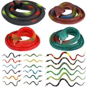 Outee 7 Pcs Realistic Rubber Snakes - Fake 15-47.2 Inch Black Snake Toys for Garden Props, Scaring Birds & Squirrels, Halloween & Easter Gifts, Lifelike Scary Gag Props