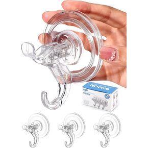 Antimbee 3 Pack Suction Cup Hooks, Clear Suction Cup Hanger, Removable Small Suction Cups for Shower, Bathroom, Glass, Door, Windows, Kitchen-Up to 11 lbs on Smooth Surface (Transparent Cyan)