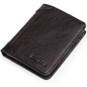 محفظة GOIACII أنيقة للرجال من الجلد الطبيعي محفظة واسعة RFID تحجب Bifold Soft 2 ID Windows 9 حامل بطاقة الخصم الائتماني مع صندوق هدايا (قهوة) (148)