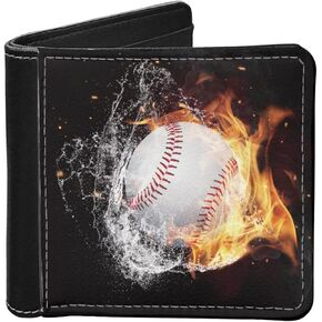 Horeset 2022-Football Print Mens Wallets Bifold Leather Slim Wallet Travel Cash Holder Novelty Design Thin Clutch Wallet