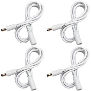 4 Pack 3ft DC Power Extension Cable 5.5mm*2.1mm Male to Female Power Cord for CCTV Security Surveillance Camera DVR Standalone, LED Strip, Router, 12V DC Power Supply Adapter and More (White)