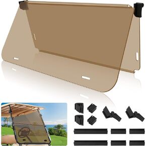 10L0L Foldable Windshield Compatible with Club Car DS Golf Carts 1982-2000.5 (Brown-tinted in Kuwait