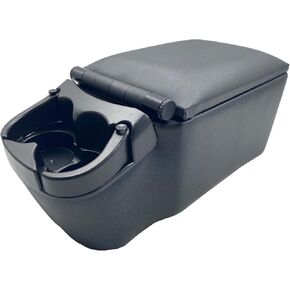 Universal Truck Seat/Bench Contractor Center Console Business Organizer and Storage with Adjustable Cup Holders, Clip Board, and Padded Top Lid for Armrest 124809 Black