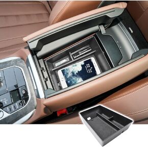 Center Console Organizer Tray Compatible with 2019-2025 BMW X5 G05/ X6 G06/ X7 G07 Accessories, Insert Armrest Organizer Secondary Storage Box Coin Holder Console Tray, Black