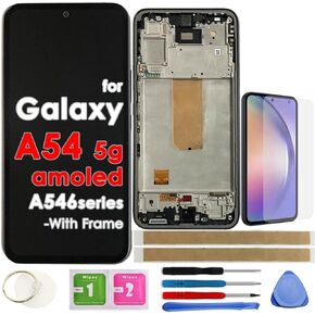 مجموعة محول رقمي لشاشة LCD تعمل باللمس AMOLED (6.4 بوصة مع إطار) لهاتف Samsung Galaxy A54 5G SM-A546E SM-A546B SM-A546U (يدعم بصمة الإصبع) in Kuwait