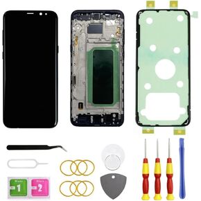 S8 Plus LCD Display Screen Replacement for Samsung Galaxy S8 Plus Touch Digitizer Screen Assembly with Frame S8+ 6.2" G955U G955FD Black(Fingerprint Recognition is not Supported)