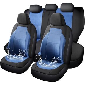 Waterproof Car Seat Cover Full Seats, Neoprene Seat Covers for Cars,Split Bench Compatible Car Interior Covers, Universal Fit Most Car Sedan Truck SUV (Gray)