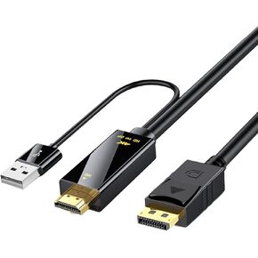 HDMI to DisplayPort (DP) Adapter 6FT, 4K@60Hz for Computer, Xbox, NS (Male to Male)