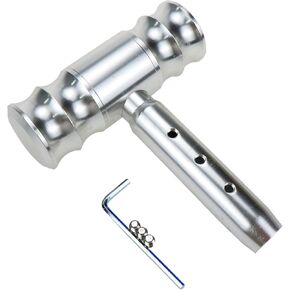 Aluminum Alloy T-Handle Gear Shift Knob, Universal Fit Aircraft Joystick Design Gear Stick Adapter for Most Transmission Vehicles (Silver)