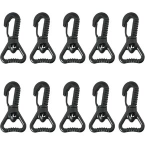 10PCS Plastic Rotating Snap Hooks 1 inch Push Door Snap Buckle Inner Diameter Rotating Claw Hook Buckle High Tensile Strength Mountaineering Hook for Making Wallets Backpacks Keychains Black