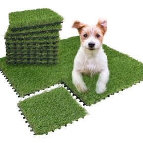 XLX TURF Interlocking Dog Grass Potty Tile, Self Draining Fake Grass Pad for Puppy Tray, Pet Pee Mat Indoor Outdoor Use, 9 Pack 12"X12"