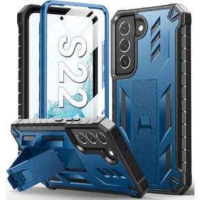 SOiOS for Samsung Galaxy S22 Protective Case: Military Grade Drop Proof Protection Mobile Phone Cover with Kickstand | Rugged Shockproof TPU Matte Textured Sturdy Phone Bumper (Black)