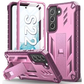 SOiOS for Samsung Galaxy S22 Protective Case: Military Grade Drop Proof Protection Mobile Phone Cover with Kickstand | Rugged Shockproof TPU Matte Textured Sturdy Phone Bumper (Black)