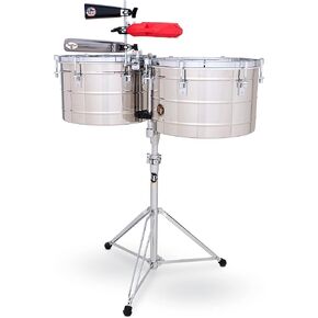 Latin Percussion LP258SLP Tito Puente Thunder Timbales, Steel with Stand