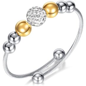 PEAS Fashion Jewelry Adjustable Bracelet Stainless Steel Beads Cuff Bracelet