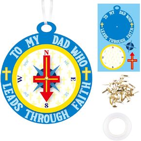 WATINC Fathers Compass Craft Kits - 24Pcs to My Dad Who Leads Through Faith Cross Compass Craft kit for kids, Christian Sunday School Classroom Fun Activities