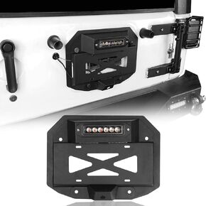 u-Box JK Spare Tire Delete License Plate Relocation Kit w/ 2x Plate Illuminate Light & Third Brake Light for Jeep Wrangler JK 2007-2018 & Unlimited