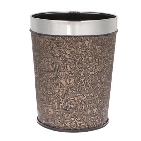 Unomor Retro Trash Can Vintage Garbage Can Round Trash Can Trash Bin Paper Waste Basket Matte Black Bathroom Accessories Office Trash Can Stainless Steel Daily Necessities No Cover
