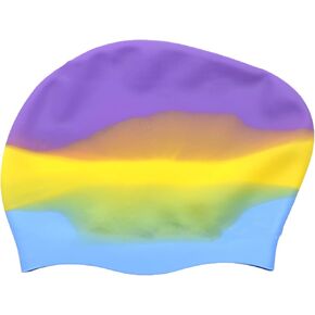 Silicone Long Hair Swim Cap Women Girl Waterproof Bathing Pool Swimming Cap Cover Ears to Keep Your Hair Dry, Anti-Slip and 3D Soft Stretchable Durable,Easy to Put On and Off